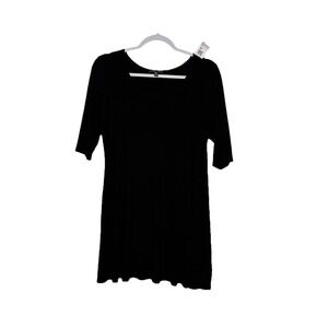 Eileen Fisher Stretch Viscose Jersey Tunic Top/Midi Dress Black Medium Lagenlook